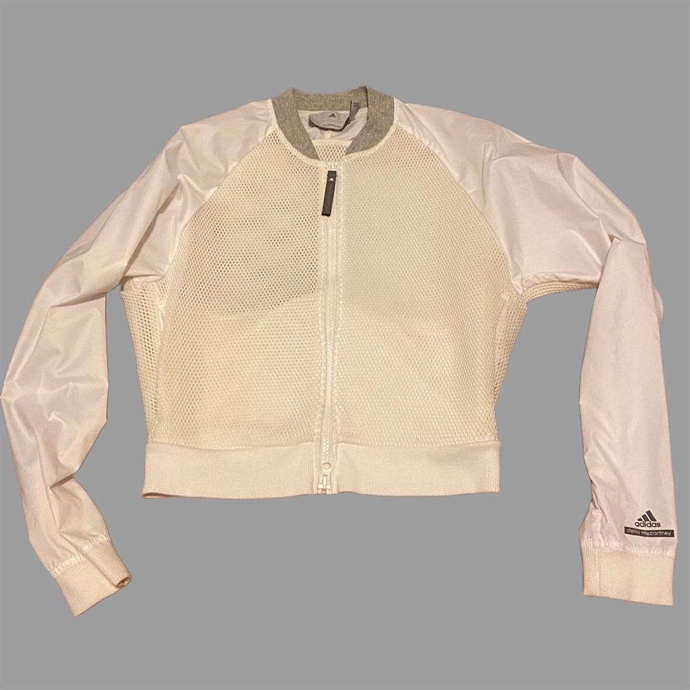 Stella McCartney x adidas zip up jacket | Sz XS | Like new | mesh white bomber